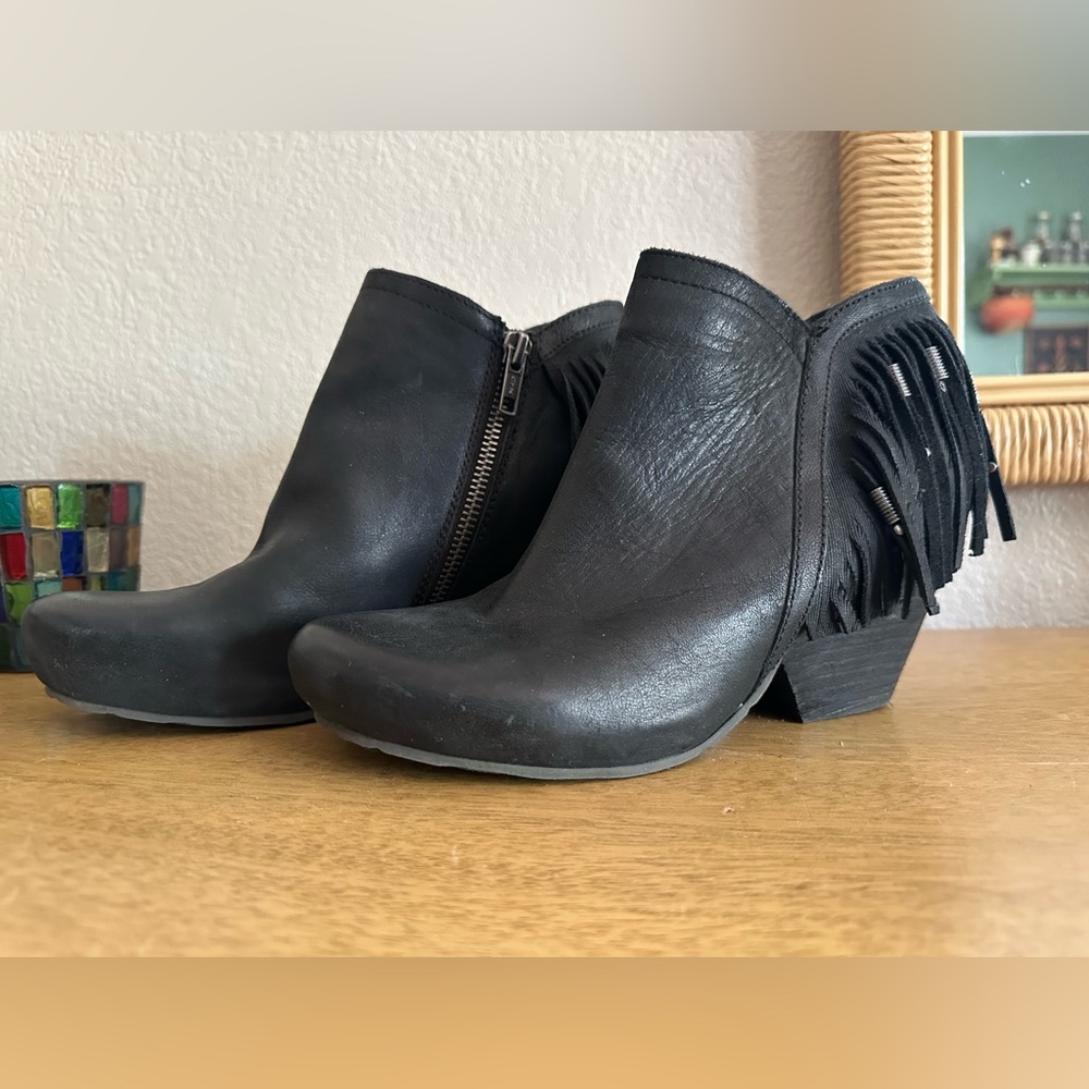OTBT Folkloric Black Fringe Ankle Booties